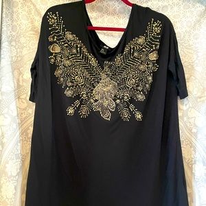Black and gold loose tunic top